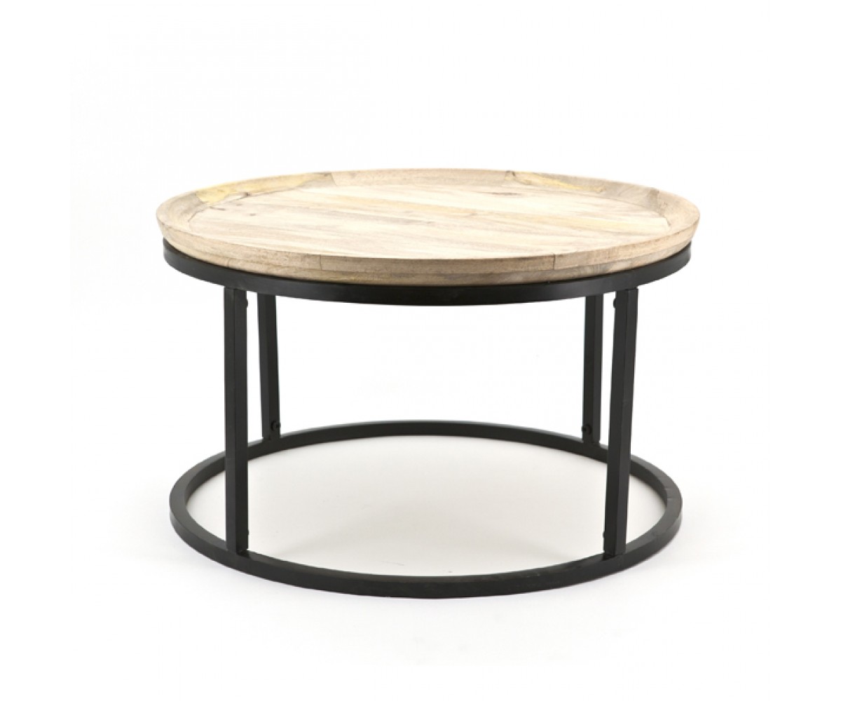 Couchtisch rund Massivholz Metall, Beistelltisch ...