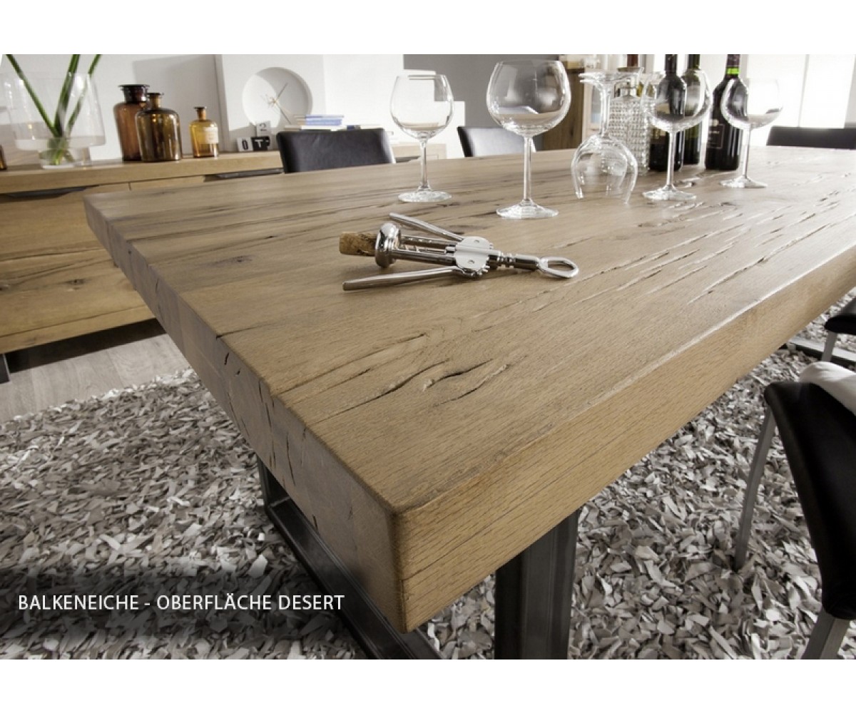Esstisch Eiche Massiv Tisch Im Industriedesign Gestell Aus Metall Masse 260 X 100 Cm