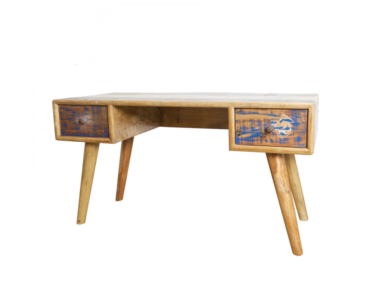 Schreibtisch Aus Akazienholz Mit 2 Schubladen Breite 140 Cm