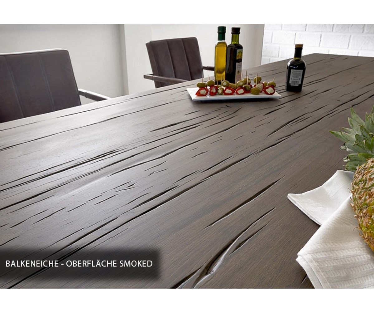 Esstisch Eiche Massiv Tisch Im Industriedesign Gestell Aus Metall Masse 260 X 110 Cm