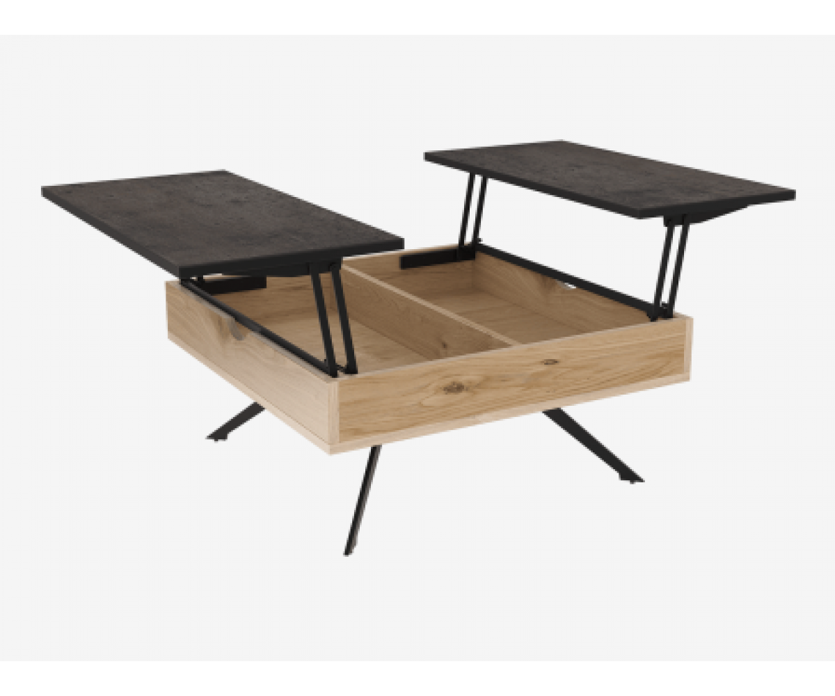 Couchtisch multifunktional, Beistelltisch 360° drehbar, Couchtisch Holz/Keramik, 80/130x80x38/62