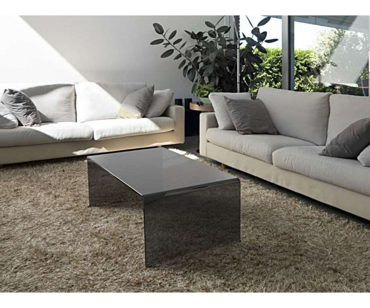 Glas Couchtisch Tisch, randloser Glas Beistelltisch, Couchtisch schwarz, 110x60x40 cm