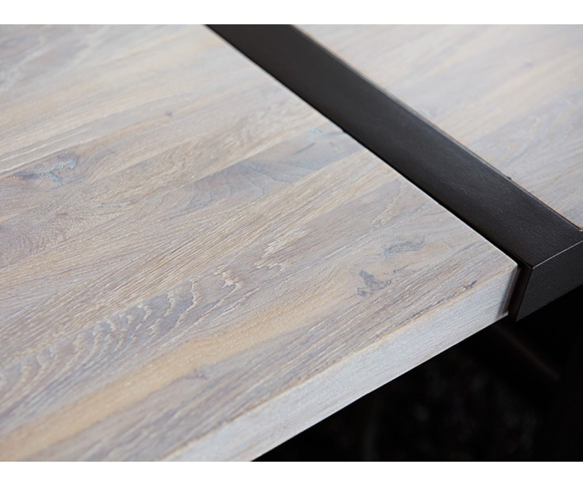 Esstisch weiß geölt Eiche massiv, Tisch Eiche massiv weiß, Tisch Metall  Tischbeine weiß, Maße 290 x 100 cm
