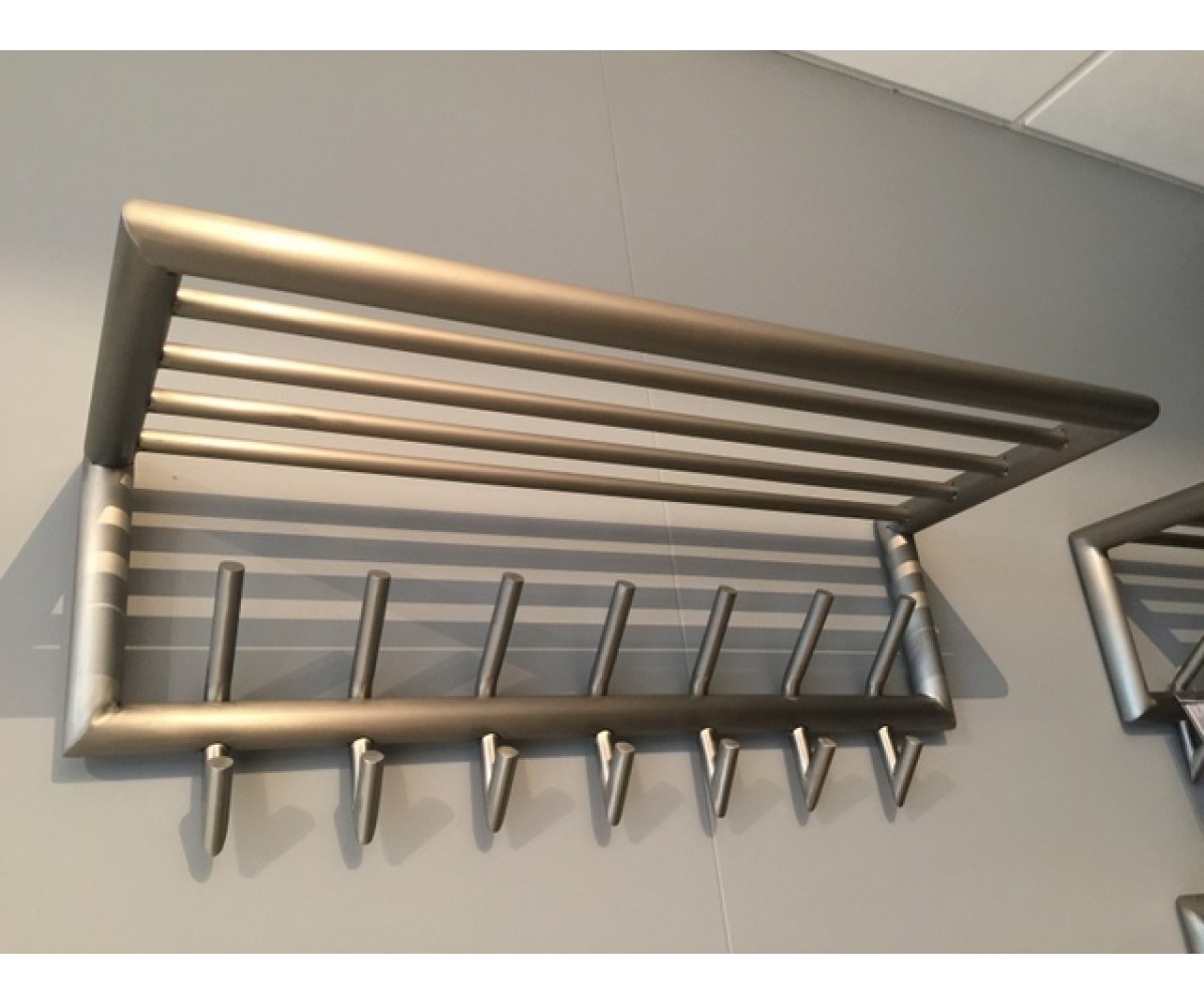 Wandgarderobe mit Hutablage, Garderobe Metall 7 Haken mit Ablage