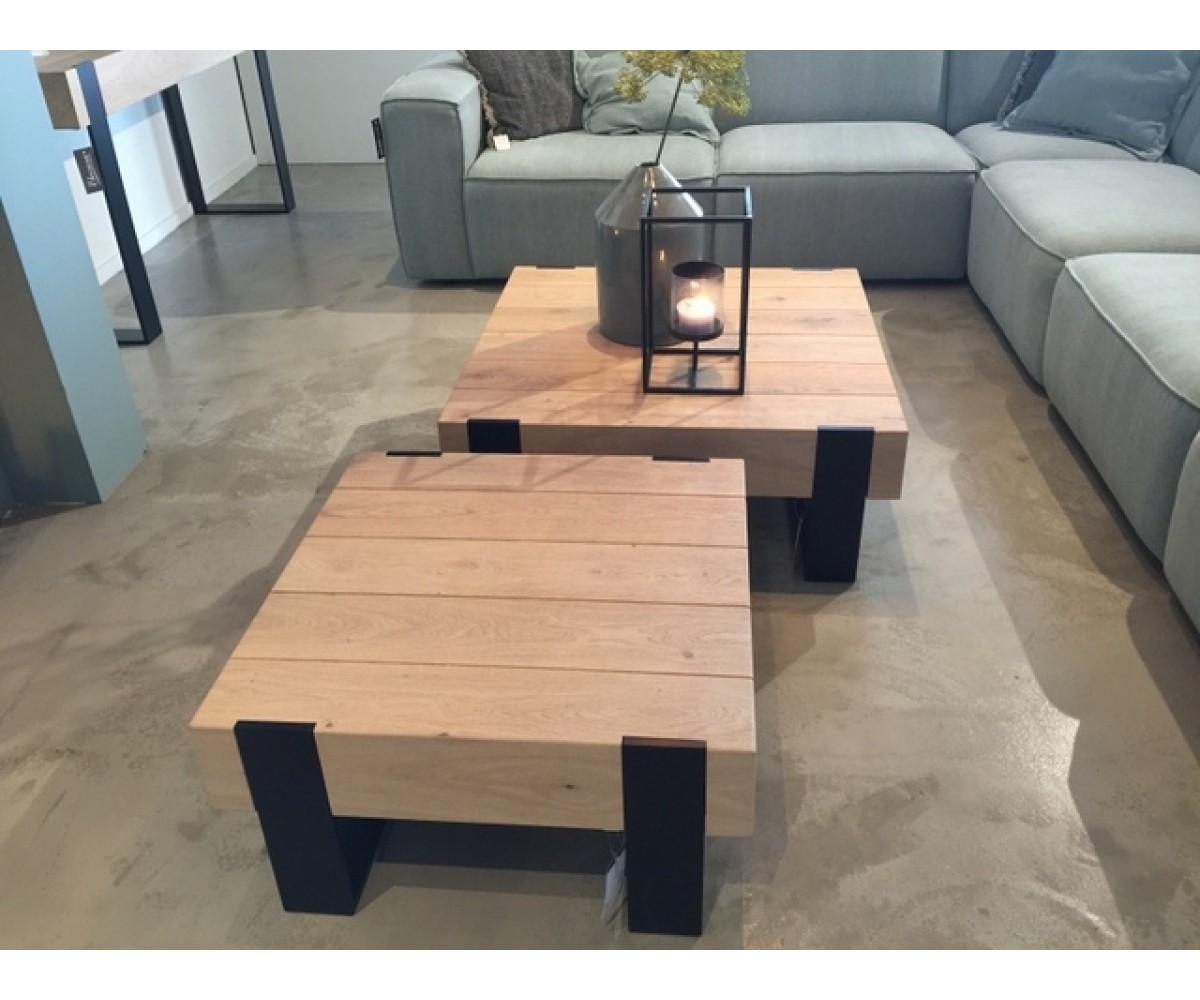 Couchtisch Metall-Gestell, Tisch Holz, Maße 70x70 cm