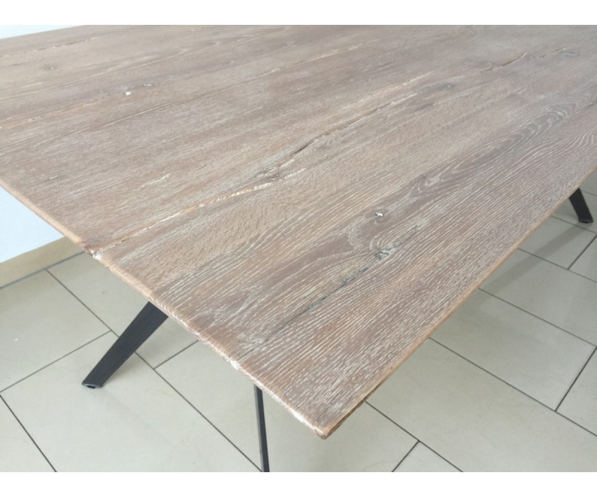 Esstisch Eiche Tischplatte Tisch Massiv Eiche Tisch Gestell Metall Masse 180 X 90 Cm