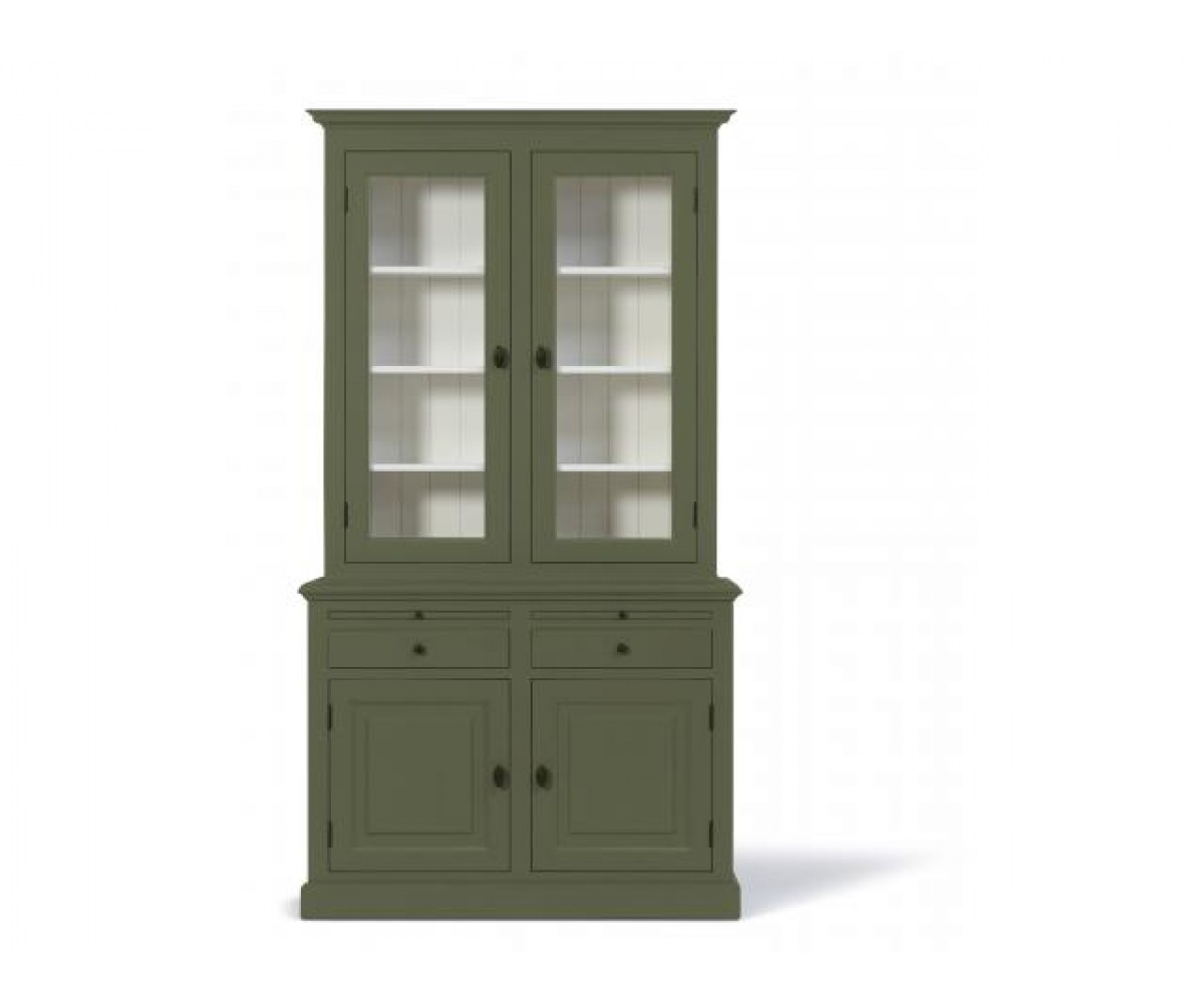 vitrine grün, geschirrschrank grün-weiß, wohnzimmerschrank