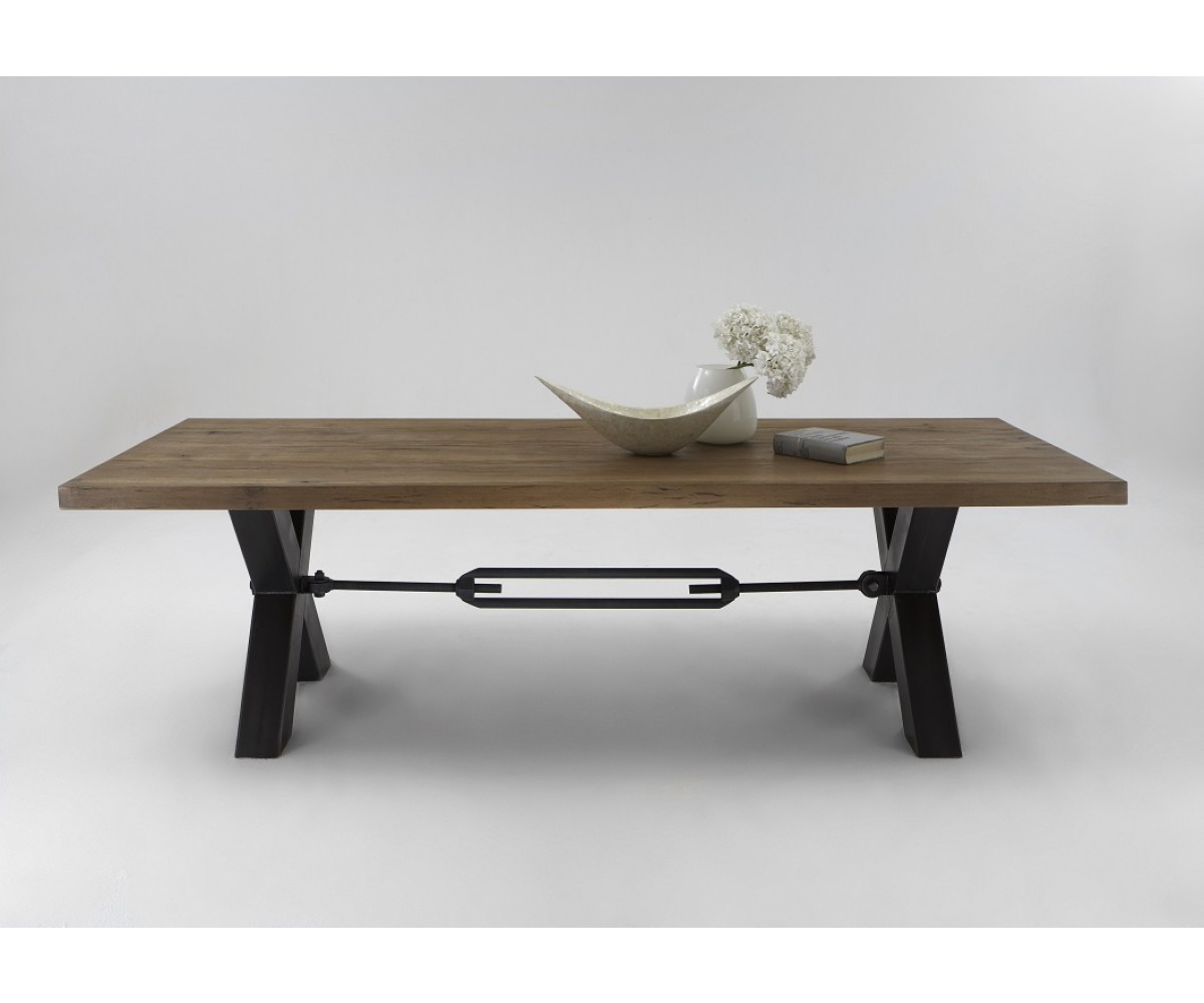 Esstisch Eiche Massiv Tisch Im Industriedesign Gestell Aus Metall Masse 260 X 100 Cm