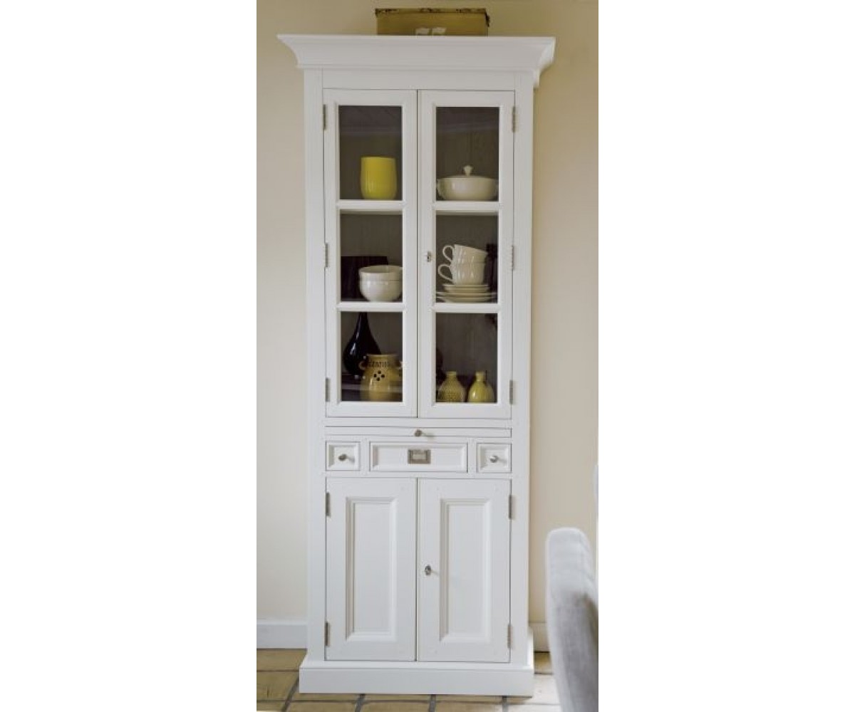 Vitrine weiß im Landhausstil, Geschirrschrank weiß-braun ...