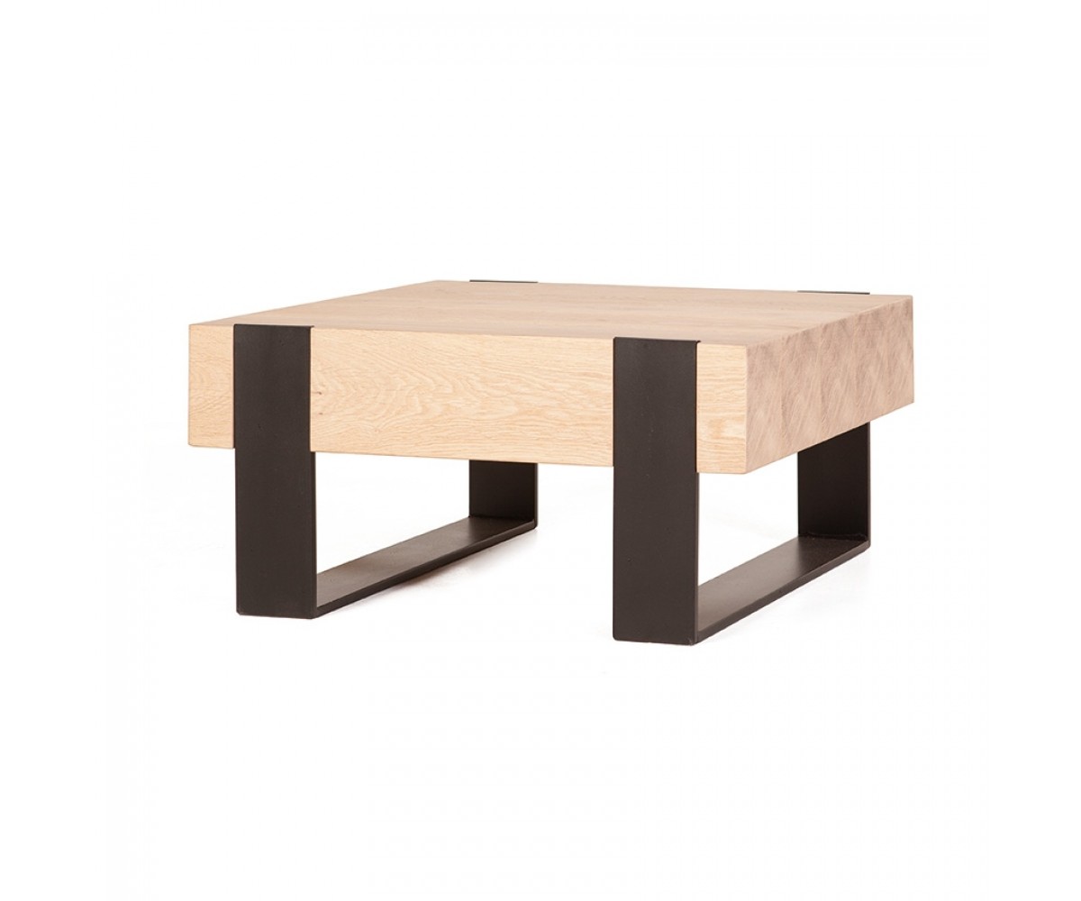 Couchtisch Metall-Gestell, Tisch Holz, Maße 70x70 cm