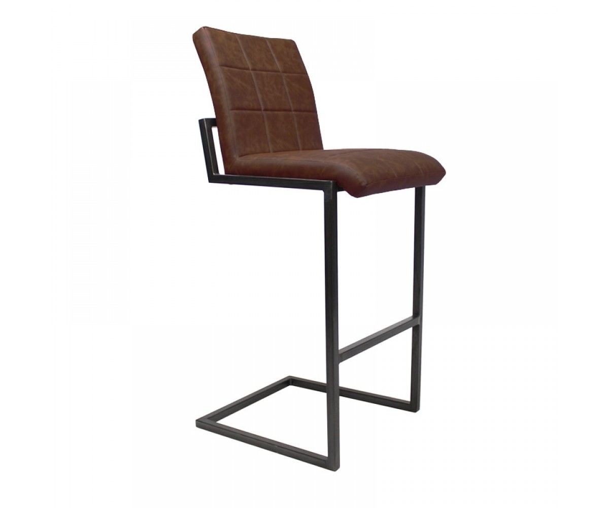 Retro Barstuhl LOFT 100cm Braun Barhocker Mit Armlehne Mikrofaser Metall Tresen