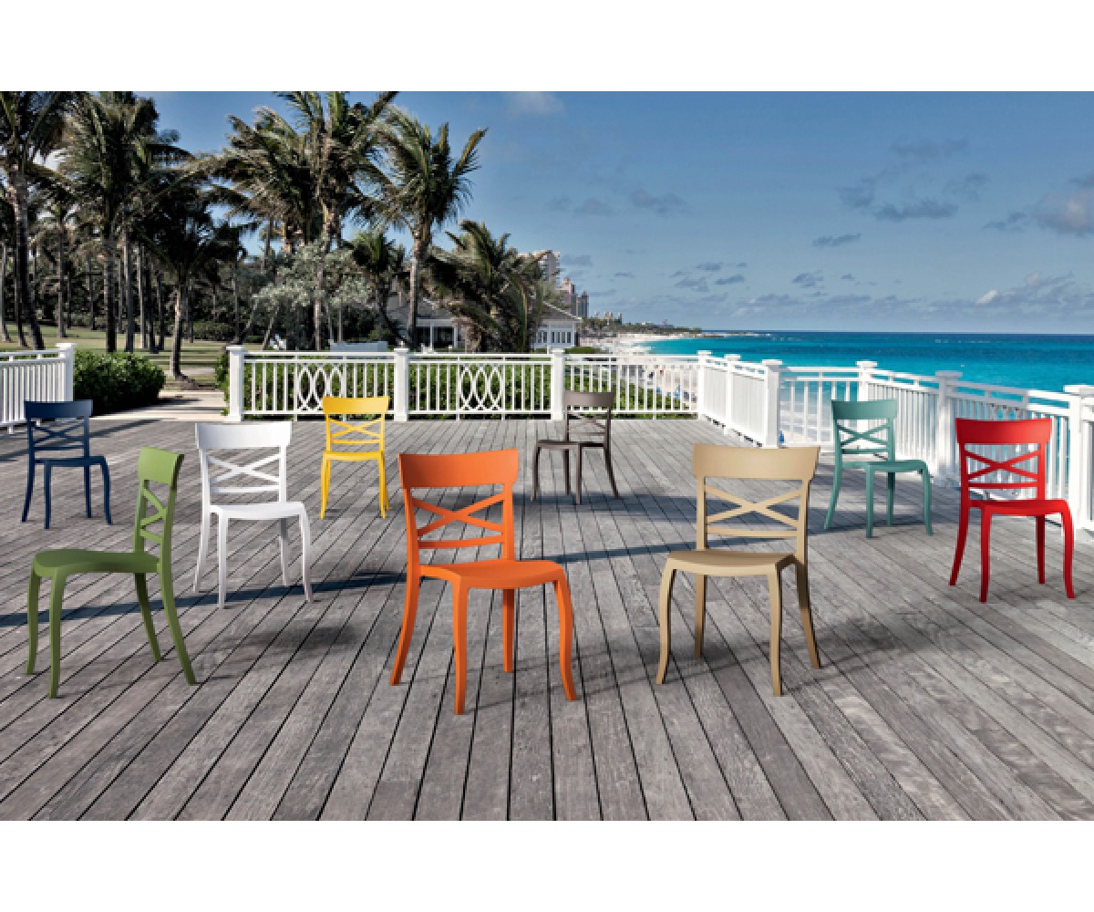 Gartenstuhl taupe stapelbar, Stuhl Outdoor Kunststoff