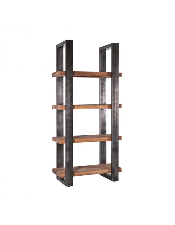 Bücherregal im Industriestyle aus Holz/Metall in schwarz, Höhe 200 cm