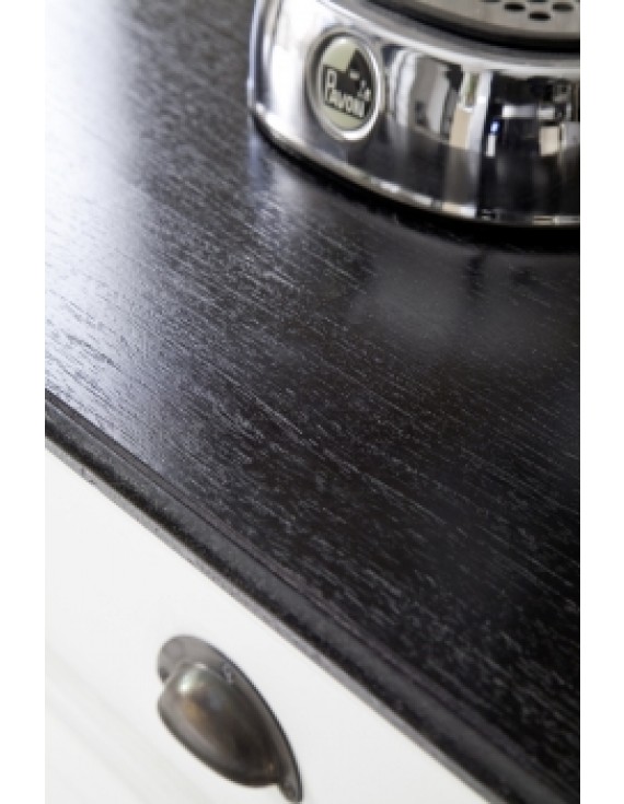 Sideboard/ Buffetschrank im Landhausstil, weiß mit schwarz lackierter