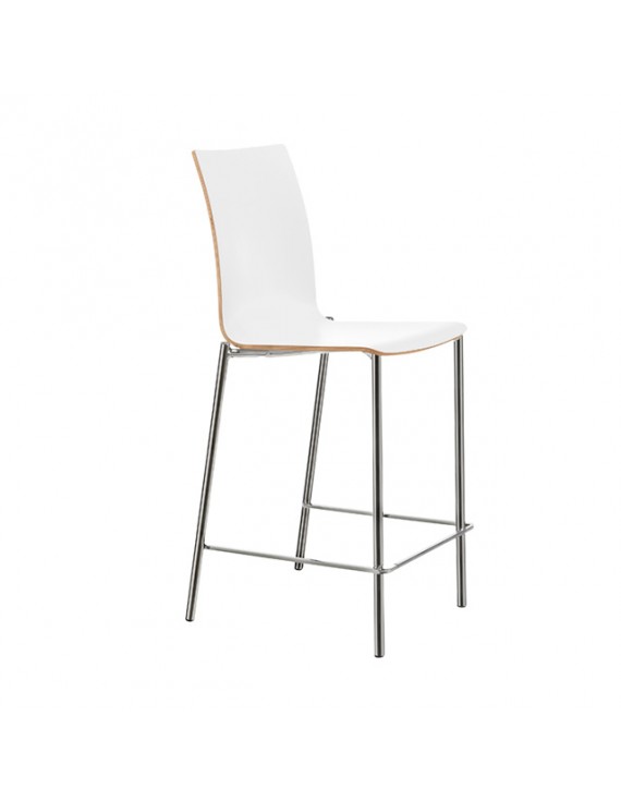 Barstuhl weiß stapelbar, Barstuhl verchromtes Gestell, Sitzhöhe 80 cm 