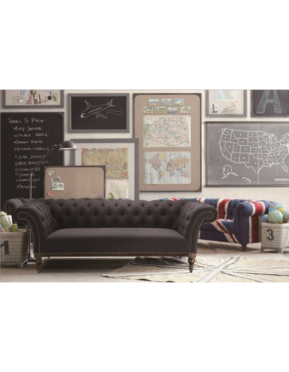 Chesterfield Sofa 3er Sitzer, Sofa grau klassisch