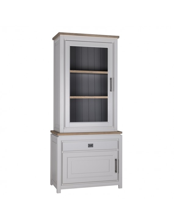 Vitrine weiß, Geschirrschrank weiß, Buffetschrank weiß, Vitrine im Landhausstil, Maße 220x95 cm