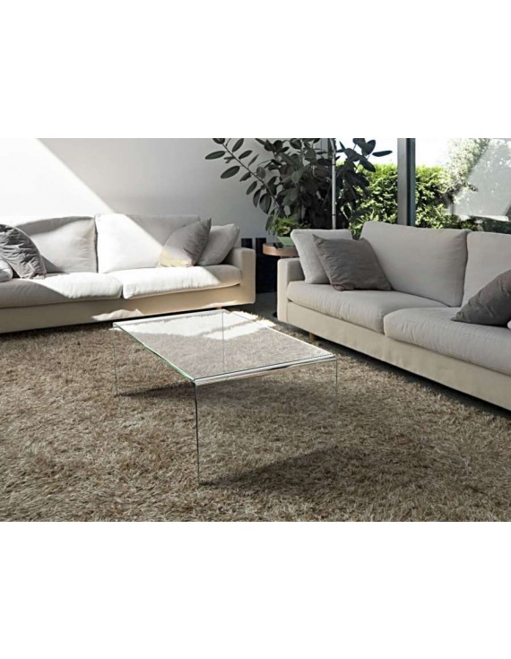 Glas Couchtisch Tisch, randloser Glas Beistelltisch, Couchtisch Ultraklarglas, 110x60x40 cm