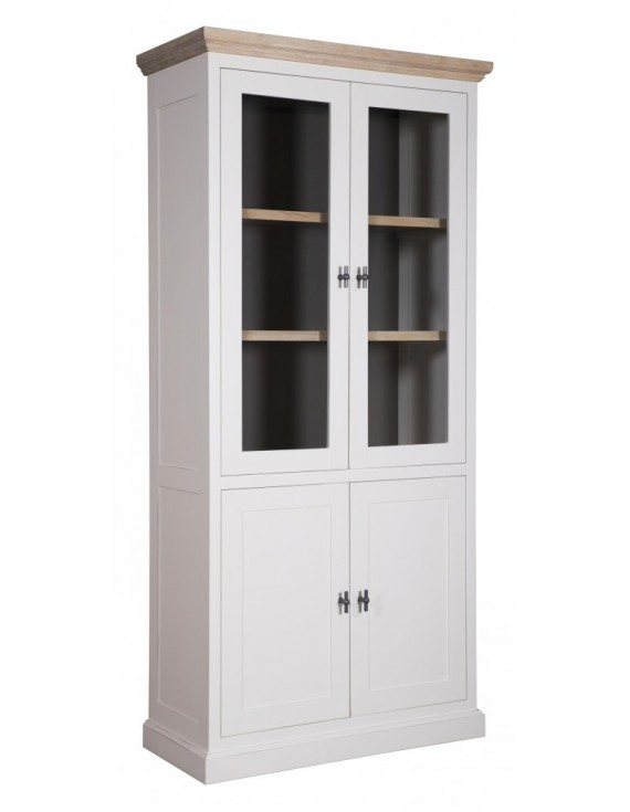 Vitrine mit Eiche, Geschirrschrank mit Eiche, Buffetschrank mit Eiche, Schrank mit Eiche Landhausstil, Breite 107cm