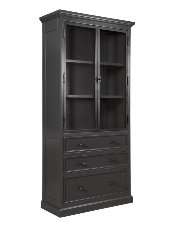 Geschirrschrank mit Metall, Buffetschrank mit Metall, Vitrine, Schrank mit Metall Landhausstil, Breite 107cm