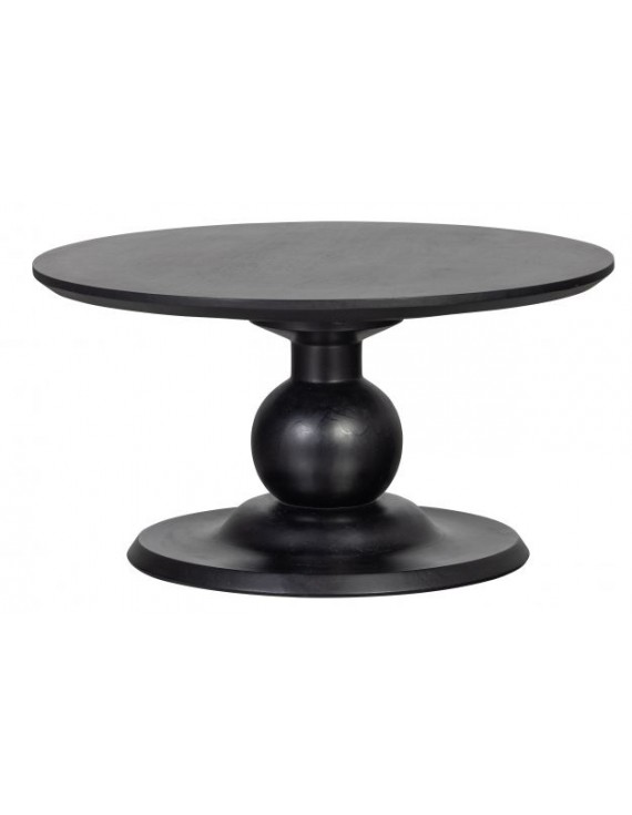 Couchtisch schwarz, Beistelltisch Mangoholz H 37 cm x Ø 68 cm