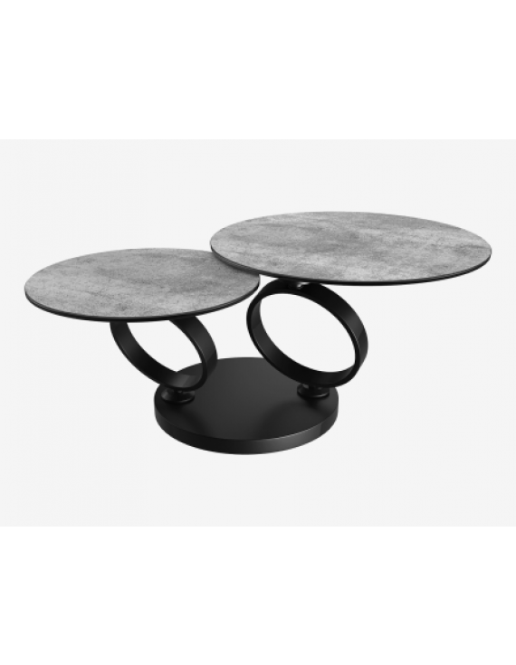 Couchtisch drehbar, Beistelltisch elegant, Couchtisch Keramik/grau, 75/130 x 41,5 cm