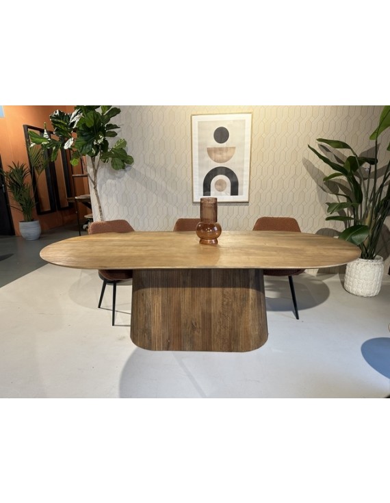 Tisch oval Massivholz, Esstisch Naturholz-braun, ovaler Tisch Holz,  Breite 300 cm