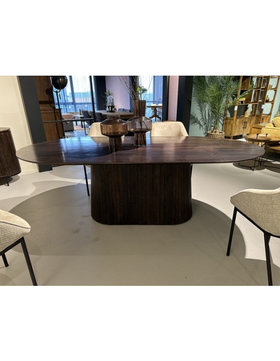 Tisch oval Massivholz, Esstisch braun, ovaler Tisch braun Holz,  Breite 230 cm