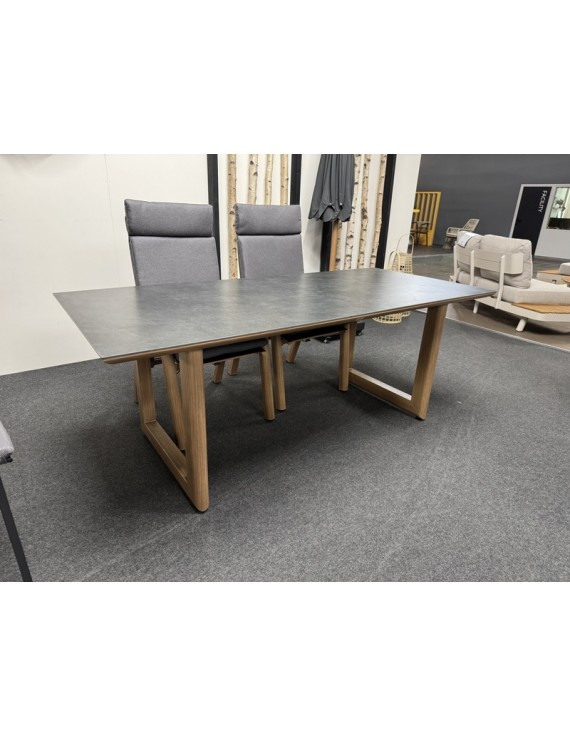 Gartentisch grau Tischgestell Aluminium,  Gartentisch Holzoptik-Gestell, Länge 200 cm