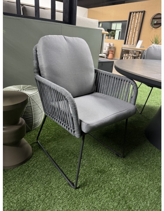 Gartenstuhl grau,  Gartenstuhl gepolstert grau, Höhe 88 cm