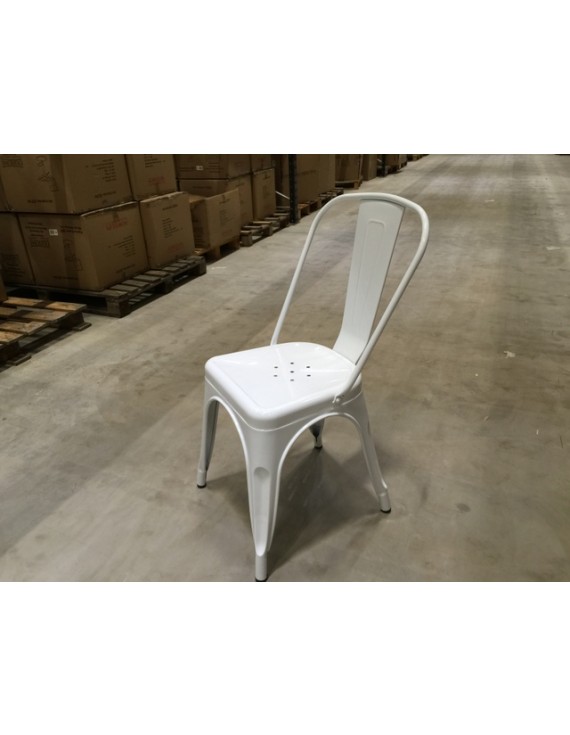 Stuhl Metall weiß  Industriedesign, Sitzhöhe 45 cm