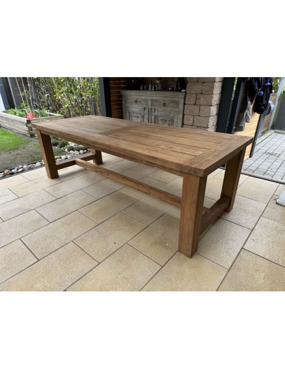 Gartentisch Landhaus Teakholz, Esstisch Massivholz, Tisch Holz massiv, Länge 250 cm