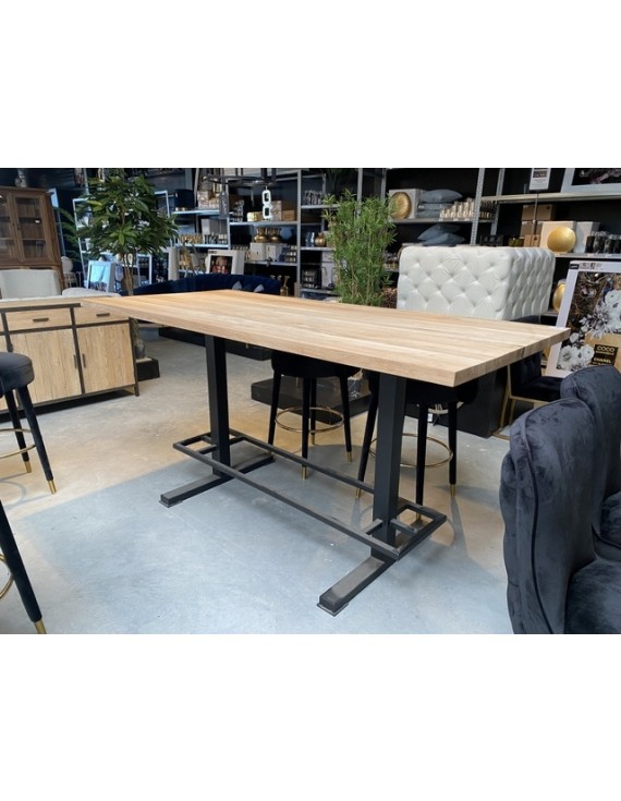 Bartisch Industriedesign, Bartisch Metallgestell, Bartisch Eiche Tischplatte,  Länge 200 cm