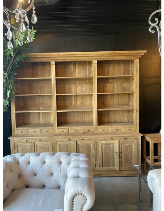 Bücherschrank Teak, Geschirrschrank Teak, Schrank Massivholz Teak, Breite 300 cm