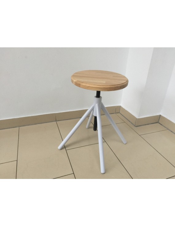 Hocker weiß verstellbar im Industriedesign, Sitzhöhe 41-62 cm