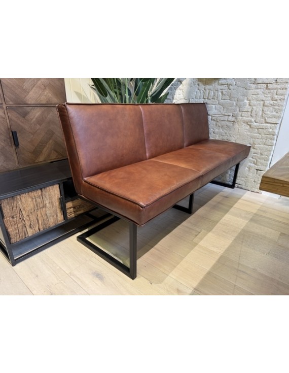 Sitzbank Leder braun, Bank braun Leder, Breite 180 cm