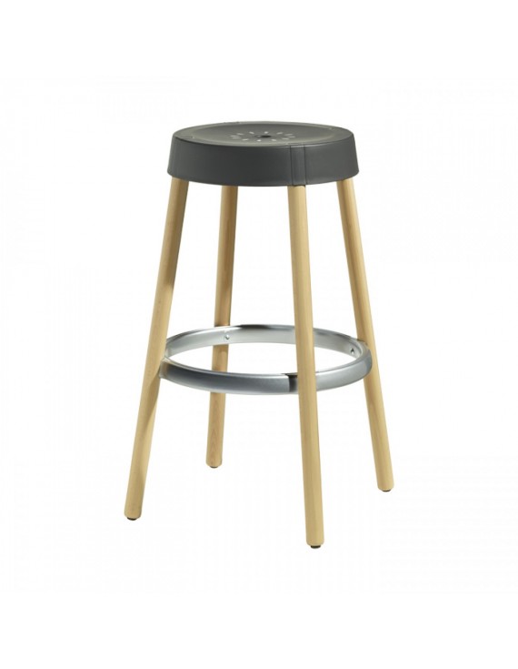 Design Barhocker Natural, anthrazit, Buche, Rund, Sitzhöhe 75 cm