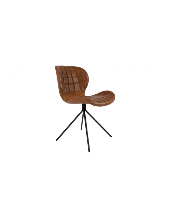 Design Stuhl in braun Holz Metall in Lederoptik