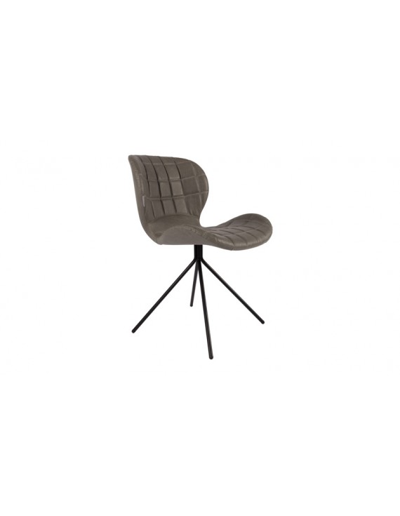Design Stuhl in grau Holz Metall in Lederoptik