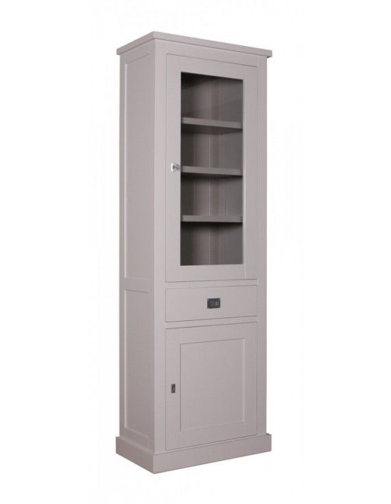 Vitrine weiß mit Kiefer, Geschirrschrank weiß, Schrank weiß, Kommode weiß, Wohnzimmerschrank weiß Landhausstil, Breite 70cm