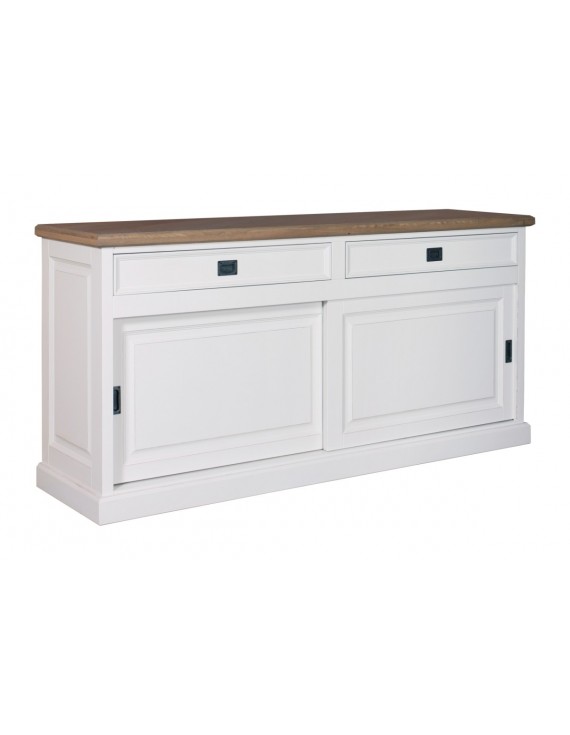 Anrichte mit Eiche weiß, Kommode mit Eiche weiß, Schrank mit Eiche weiß,  Wohnzimmerschrank mit Eiche weiß Landhausstil, Breite 185cm
