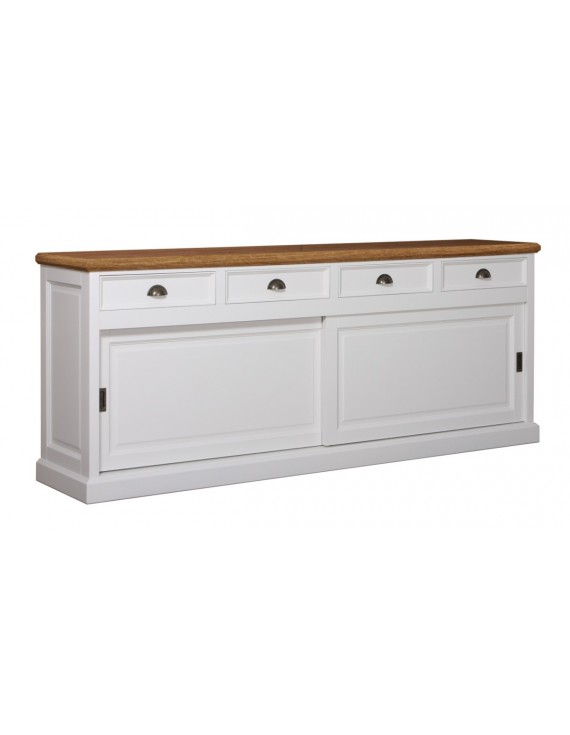 Anrichte mit Eiche weiß, Kommode mit Eiche weiß, Schrank mit Eiche weiß,  Wohnzimmerschrank mit Eiche weiß Landhausstil, Breite 218cm