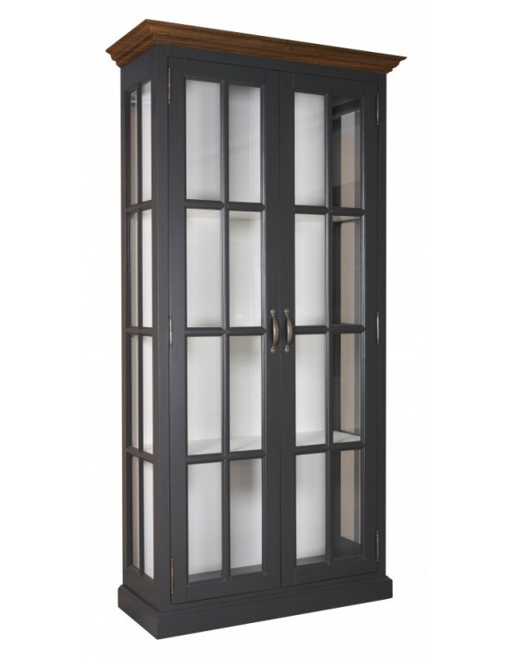 Geschirrschrank mit Eiche, Vitrine mit Eiche, Schrank mit Eiche,  Wohnzimmerschrank mit Eiche Landhausstil, Breite 105cm