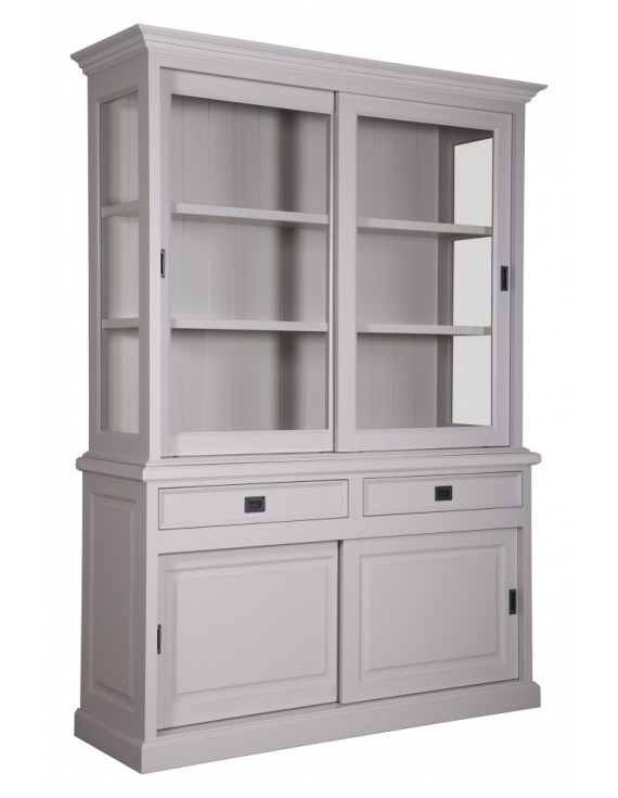 Geschirrschrank Kiefer weiß, Vitrine Kiefer weiß, Schrank Kiefer weiß,  Wohnzimmerschrank Kiefer weiß Landhausstil, Breite 160cm