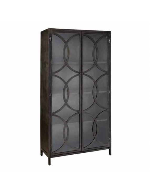 Vitrine Metall, Vitrine Schwarz, 96 cm