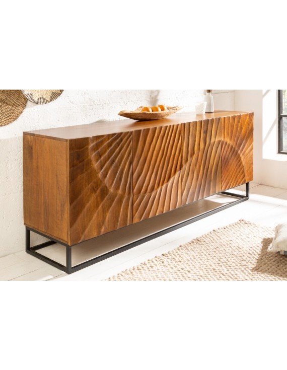 Sideboard braun,  Sideboard Massivholz, Sideboard Metall-Gestell, Breite 177 cm