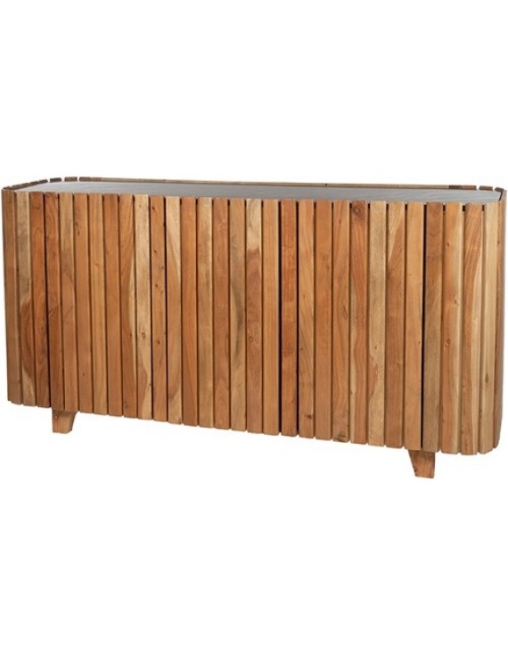 Anrichte massives Akazienholz , Sideboard Naturholz/ Schwarz, Breite 160cm