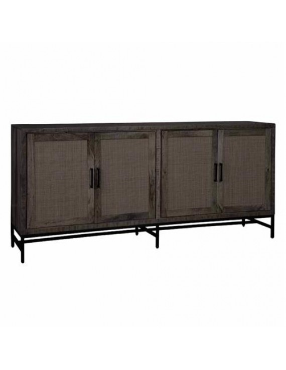 Anrichte Mangoholz , Sideboard Naturholz/Schwarz , Breite 200cm