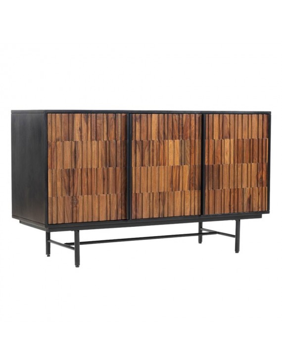 Anrichte Mangoholz , Sideboard Naturholz/Schwarz, Breite 130cm