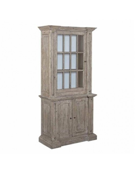 Vitrine Massivholz, Vitrine Naturholz, Altbraun / Altweiß, 105 cm